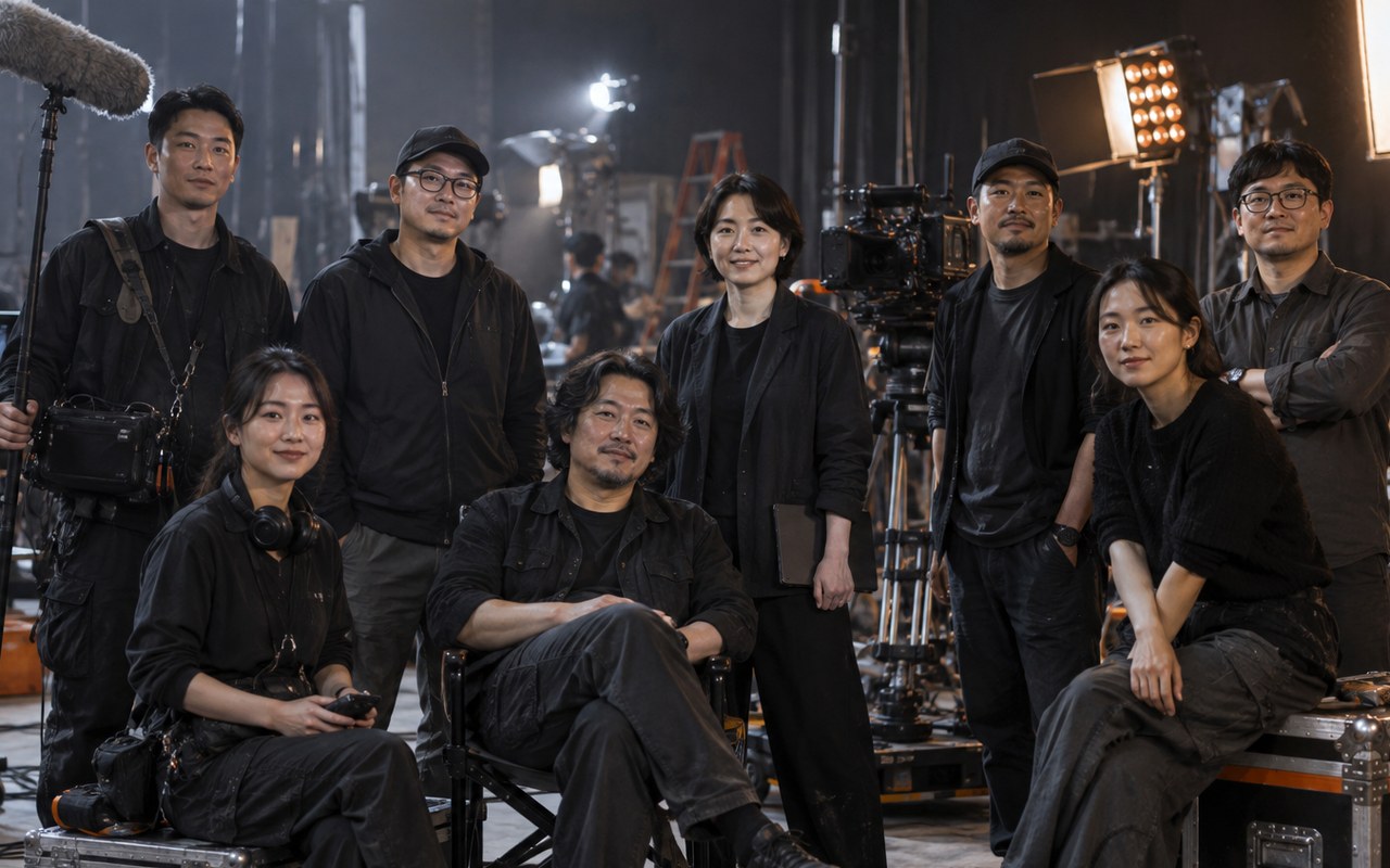 91制片厂导演摄影与制片团队片场合影